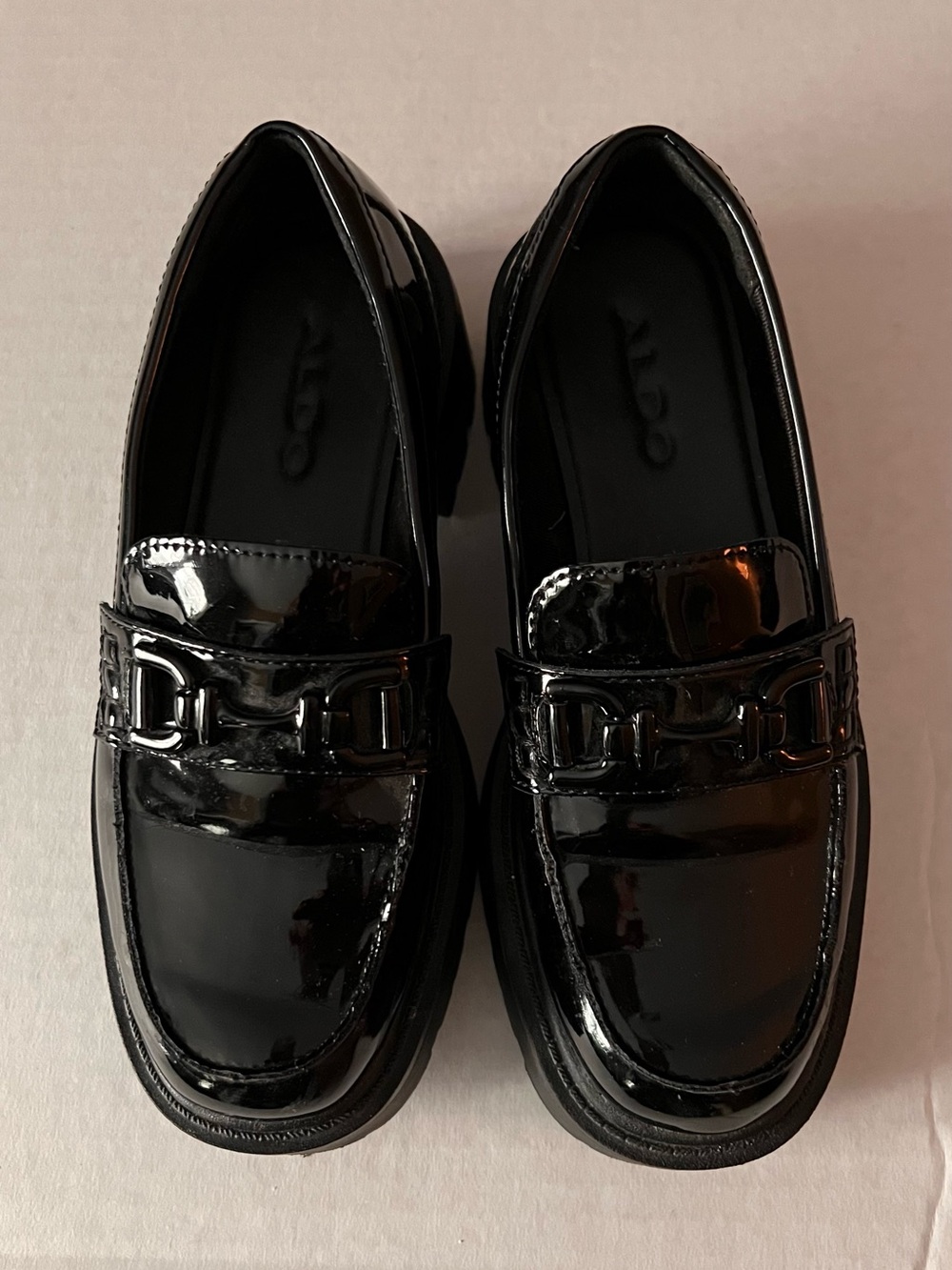 ALDO  women’s Black Patent Leather Loafers